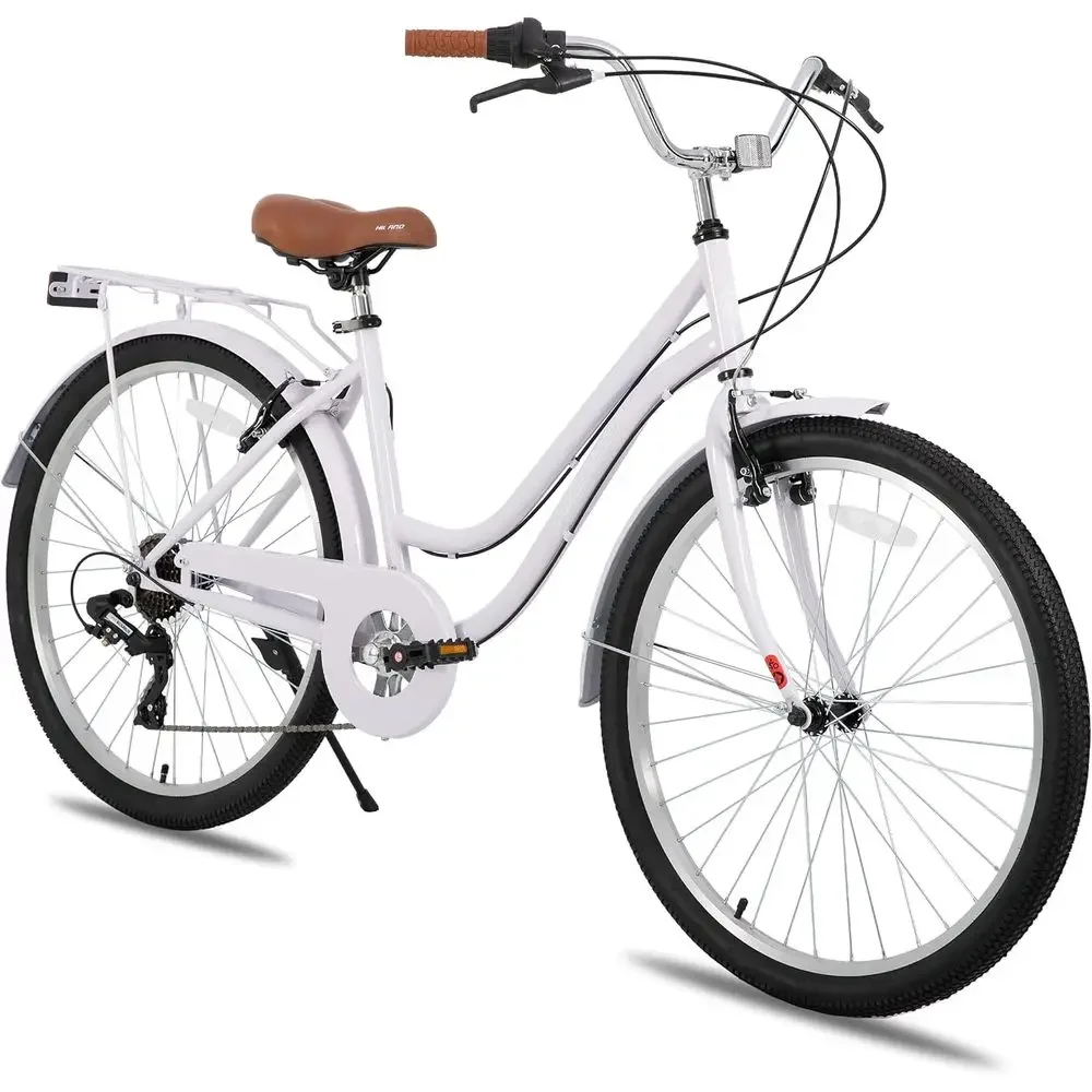 Cycling Commute Speed - 26인치 7단 스텝스루 크루저 자전거(남녀공용, 후면